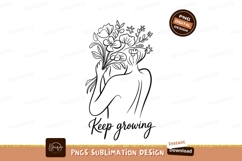 Woman holding flowers abstract line art image Product Image 1
