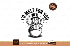 Snowman holding candy cane peace sign image Product Image 1
