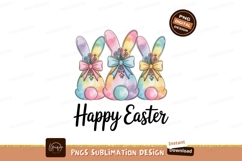 Colorful bunnies with bows and flowers easter rabbits Product Image 1