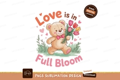 Teddy bear holding tulips with hearts flowers Product Image 1