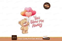 Teddy bear holding heart balloons with text pink Product Image 1