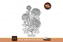 Chrysanthemum floral branch line art image Product Image 1