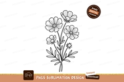 Delicate floral bouquet line art flowers Product Image 1