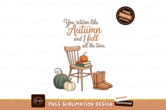 Autumnal quote with pumpkins chair boots fall books Product Image 1