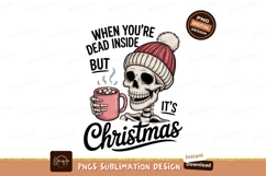 Skeleton holding hot chocolate with Christmas text Product Image 1