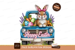 Bunny truck easter eggs carrots flowers image Product Image 1