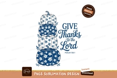 Blue floral pumpkins give thanks to lord SUBLIMATION Product Image 1