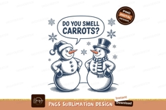 Format: Title: Snowmen chat about carrots winter holiday Product Image 1