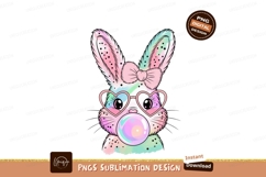 Pink bunny with heart glasses blowing bubblegum rabbit Product Image 1
