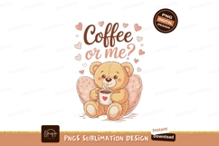Teddy bear coffee love hearts image Product Image 1