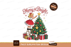Format: Title: Merry Bright Girl Decorating Christmas Tree Product Image 1