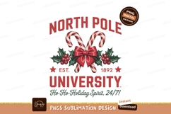 North Pole University Candy Cane Holly Christmas Design Product Image 1
