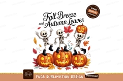 Dancing skeletons with pumpkins and autumn leaves SUBLIMATIO Product Image 1