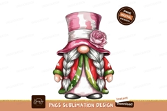 Pink hat gnome with braided hair and rose image Product Image 1