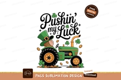 Leprechaun driving tractor with clover and coins shamrock Product Image 1