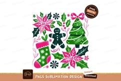 Christmas Poinsettias Holly Gingerbread Tree Stocking Product Image 1