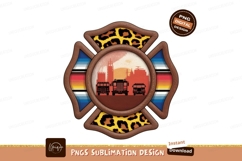 Fire Trucks Cityscape Leopard Stripes skyline sunset Product Image 1