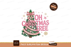 Pink Bow Decorated Christmas Tree With Text snowflakes Product Image 1