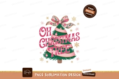 Festive Christmas Tree With Pink Ribbon And Snowflakes Product Image 1