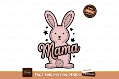 Pink bunny mama text illustration Product Image 1