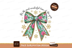 Floral bow snowflakes festive pink blue Product Image 1