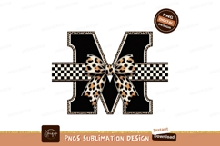Leopard bow checkered letter M print Product Image 1