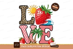 Summer beach love with strawberry and palm tree image Product Image 1