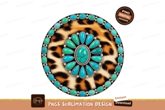 Turquoise Gemstone Leopard Print Medallion image Product Image 1
