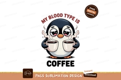 Tired penguin holding coffee cups steam Product Image 1
