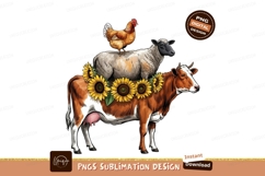 Farm Animals Stacked With Sunflowers sheep chicken Product Image 1