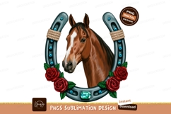 Brown horse head with horseshoe and roses image Product Image 1