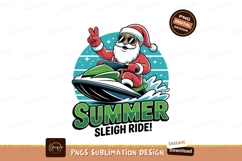 Santa riding jet ski with peace sign SUBLIMATION claus Product Image 1