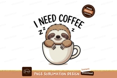 Adorable sloth enjoying coffee cute animal Product Image 1