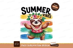Happy sloth wearing flowers and lei summer vibes Product Image 1