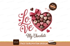 Heart shaped chocolates with love message SUBLIMATION Product Image 1