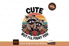 Adorable raccoons with roses and sunset cute animals Product Image 1