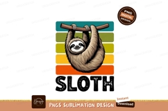 Hanging sloth retro stripes branch Product Image 1