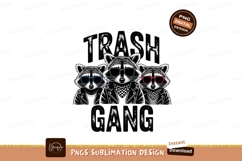 Raccoons wearing sunglasses and bandanas black white Product Image 1