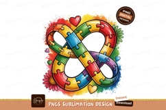 Colorful infinity puzzle symbol with hearts and flowers Product Image 1