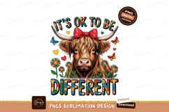Highland cow with colorful flowers and butterflies Product Image 1