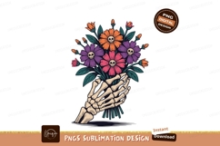 Skeleton Hand Holding Skull Flowers skulls bouquet Product Image 1