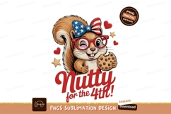 Adorable squirrel with patriotic bow eating cookie Product Image 1