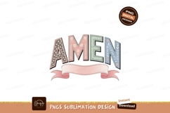 Amen lettering with floral patterns and ribbon image Product Image 1
