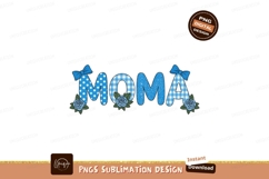 Blue polka dot gingham mom with roses image Product Image 1