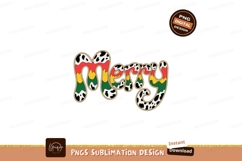Groovy Merry Text With Cow Print retro psychedelic Product Image 1