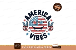 American flag smiley face with peace signs stars Product Image 1