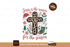 Leopard Cross Christmas Festive Design jesus season Product Image 1