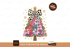 Floral Christmas Tree with Polka Dot Bow flowers pink Product Image 1