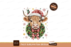 Highland cow festive holiday portrait image Product Image 1