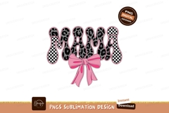 Mama leopard checkered bow pink Product Image 1